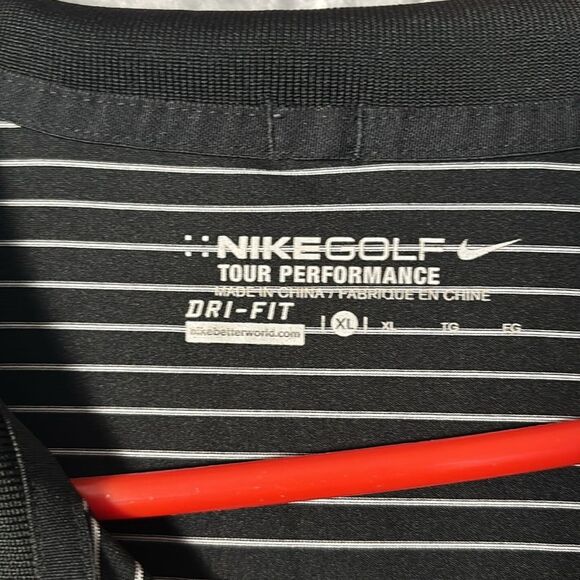 Nike Golf Black White Striped Short Sleeve Polo Size XL - Picture 2 of 8